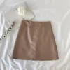 Falda Lápiz de Color Sólido de Cintura Alta para Mujer, Nuevo Estilo Otoño/Invierno 2026, Piel sintética (PU), Petite, Línea A, Casual, Versátil, Falda de Cuero