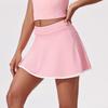 Falda de Tenis Transfronteriza de Secado Rápido Bloque de Color Antirozaduras Ligera Base Transpirable Bolsillo Falda Línea A Running Deportes Fitness Falda