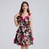 Estação Europeia 2025 Verão Manga Curta Bordado Pesado Floral Alça Fina Vestido Mini Nicho