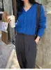 Nuevo Suéter de Punto de Lana Pura con Cuello en V para Mujer, Suéter Base Suave de Manga Larga, Moda Casual Simple Holgada