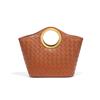 Bolsa Feminina Tecida Cesta de Legumes Portátil Texturizada Grande Capacidade Ombro Tote Bolsa Simples Moda Bolsa Transversal Texturizada