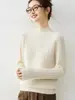 Nuevo Suéter de Cachemir 100% Puro de Cuello Semi Alto para Mujer, Patrón de Diamantes Ajustado Cálido Tejido Base