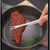 Pinça de churrasco antiderrapante espessa de aço inoxidável, pinça de grelhar de uso doméstico estilo coreano com comprimento estendido, espessa para uso em buffet