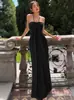 Vestido sexy sin tirantes de estilo francés transfronterizo para mujer, nueva moda de verano 2026, estilo vacacional, color liso, vestido largo con cinturón de corbata, comercio exterior