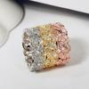¡Explosión en vivo de Net Red explosión personalizada! Anillo de Diamantes Flash Oro y Plata Moda Anillo para Dedo Grande y Pequeño Anillo para Dedo de Comida para Mujer