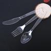 Faca Garfo Colher de Plástico Transparente Descartável Faca de Bolo Sabor Antigo Early Garfo de Frutas Conjunto de Sobremesa para Levar Colher de Arroz com Cabo Fosco