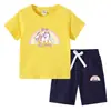 Camiseta infantil verão nova Unicórnio comércio exterior roupas infantis ins coreana algodão infantil manga curta calça conjunto de duas peças