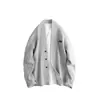 Novo estilo outono suéter de malha de cor sólida versátil de caimento solto emagrecedor para homens, jaqueta cardigã outerwear casual simples