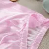 Conjunto de Duas Peças Cardigan de Manga Curta Listrado Fresco de Seda Sintética para Primavera e Verão Roupa de Casa Feminina Estilo Europeu e Americano 2024 Amigo da Pele