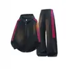 Conjunto de sudadera y pantalón de chándal a rayas de estilo americano moderno para primavera y otoño, conjunto deportivo casual holgado para hombre que adelgaza, talla grande