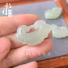 Colgante de Jade Afgano Natural Ruyi Flor de Loto Candado de Paz Regalo para Mamá y Novia Collar Estilo Chino Adorno Sencillo para el Cuello