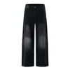Ropa de Hombre Shanggu Transfronteriza Sudeste Asiático Hombres Vaqueros Lavados Largos Cintura Media Bigotes de Gato Pierna Ancha Sueltos Jeans