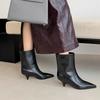 ¡Popular! Botines Estilo Europeo y Americano con Caña Ancha, Botas de Moda para Otoño e Invierno, Nuevos Botines Rectos de Punta Fina y Tacón Kitten
