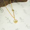 Nuevo Collar Vietnamita de Oro Arena Estilo Chino Retro Hueco Redondo Buda Barrigón Bendición Cadena para Clavícula Joyería de Moda para Mujer Venta al por Mayor