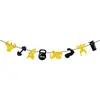 Faixa de Decoração de Aniversário Tema Fitness Transfronteiriço Preto Dourado Pingente de Academia Bandeira de Decoração de Festa de Aniversário e Flor
