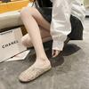 Sandalias de Media Pantufla Estilo Coreano para Mujer para Exterior 2025 Verano Nueva Moda Lentejuelas Punta Cuadrada Sandalias Planas