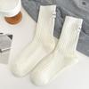 Calcetines blancos apilados para mujer, calcetines de primavera que combinan con todo, calcetines de tela para el talón, calcetines de tubo medio de estilo japonés, estilo coreano, estilo universitario, de moda ISN para mujer