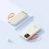 E-commerce Transfronteiriço 22.5W Carregamento Super Rápido 20000mAh Grande Capacidade Power Bank Portátil com Quatro Cabos Embutidos e Display Digital Inteligente