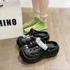 Pantuflas de plataforma con suela gruesa para aumentar la altura, para uso en interiores en casa y en el baño, zapatos de plataforma antideslizantes de suela suave con una sensación cómoda, adecuados para usar al aire libre en verano, pantuflas de punta cerrada