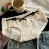 Ropa interior de algodón puro estilo francés para chica de té blanco, bragas de algodón con cintura baja y lazo para mujer.