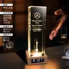 Troféu de Cristal, Medalha, Relógio de Madeira Maciça Personalizado, Lembrança de Evento de Reunião Anual da Empresa para Funcionários, Ornamento Criativo com Acabamento de Alto Padrão