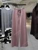 Recomendação PrincipalYuran 26 Nova Coleção Primavera Cobre Amônia Cor Lavada Bloco de Cores Tecido Air Layer Cintura Elástica Perna Larga Calça Air