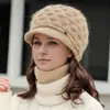 Moda Nueva Otoño e Invierno Sombreros Boina para Mujer para Personas de Mediana Edad y Mayores, Calientes Sombreros de Lana Tejida para Proteger los Oídos para Madres, Transfronterizo