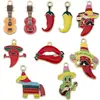 Carnaval Creativo México Cinco Cinco Sombrero de Goteo de Aceite Colgante de Chile Rojo Pendientes DIY Llavero Accesorios de Joyería
