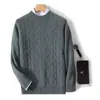 Suéter grosso com gola alta meia, suéter de cashmere, novo suéter masculino casual de lã cor sólida para outono e inverno, suéter masculino folgado com gola redonda