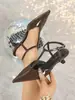 Sandalias de tacón alto para mujer con tiras finas, puntera fina, sin espalda, estilo europeo y americano, para primavera y verano, zapatos de una sola tira estilo francés, Comercio Exterior Transfronterizo