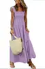 2026 Estilo Europeu e Americano Site Independente Amazon Verão Elegante Vestido Feminino Patchwork Xadrez Alça Elástica Flare