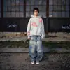 Sudadera Impresa Harajuku Retro Trendy Ins Gótica 2025 Otoño e Invierno Mismo Estilo para Hombres y Mujeres Ropa Transfronteriza Y2K
