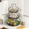 Estante de almacenamiento creativo con forma de calabaza para encimera de cocina, frutas y verduras, cesta de almacenamiento para jengibre y ajo, estante de escritorio multicapa para verduras, estante de almacenamiento para estufa