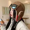 Gorro Lei Feng de Pana con Combinación de Colores de Invierno Set con Gafas a Prueba de Viento Desmontables Gorro de Piloto Cálido para Exteriores Protección para los Oídos