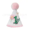 Sombrero de Fieltro con Tema de Margarita de Un Año con Una Flor, Sombrero de Cumpleaños Corona para Niños, Atrezzo para Foto de Disfraz de Fiesta de 1 Año