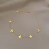 [acero de titanio de cuerpo completo] hierba de la suerte láser temperamento personalidad estilo minimalista horno de viento oro real femenino ins collar para clavícula