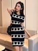 Vestido de Punto Jacquard Dulce y Picante Estilo Coreano, Vestido Mini Bodycon de Manga Corta Ajustado, Vestido Entallado a la Cintura para Chicas Picantes
