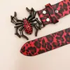 Cinturón Original con Hebilla de Araña de Pedrería Serie Leopardo Y2K Cinturón Decorativo Punk para Mujer con Decoración Yabi Cinturón