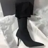 Botas de moda de punta fina, tacón de aguja, con cremallera lateral, estilizan, versátiles, estilo minimalista, botas altas hasta la rodilla de tacón alto para mujer