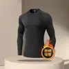 Body de Invierno para Hombre de Manga Larga de Terciopelo de Secado Rápido para Fitness, Running, Entrenamiento, Top Deportivo, Conjunto de Equipo Cálido para Otoño e Invierno