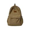 Mochila Estilo Bosque Estilo Ins de Pana a Cuadros para Mujeres Estudiantes de Secundaria Capacidad Grande Casual Combinable Mochila de Viaje