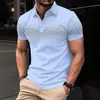Camisa Casual de Moda de Verano para Hombre, Color Sólido a Cuadros, Estampado Digital 3D al Aire Libre de Manga Corta