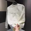 Sudadera gruesa con terciopelo para otoño e invierno, sudadera de moda versátil para hombre, estilo pullover, teñido anudado, estampado en caliente de letras, camiseta de manga larga, top