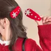 Grampo de Cabelo Floco de Neve Vermelho de Pelúcia para Ano Novo, Presilha Lateral em Forma de Estrela, Grampo Doce e Fofo, Acessório de Cabelo com Atmosfera de Natal