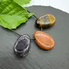 Pingente Gota d'Água Estilo Europeu e Americano Cristal Natural Ágata Pedra Bruta Oval 2,0mm Furo Lateral Colar Pingente DIY Jade