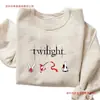 Sudaderas y Sudaderas con Capucha Crepúsculo para Mujer Casual Estampado Saga Crepúsculo Sudadera de Cuello Redondo Amantes de los Libros Manga Larga