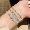 Pulseira de Zircônia de Designer Mais Vendida Transfronteiriça Europeia e Americana, Luxo Leve, Alto Padrão, Versátil, Joia Estilo Vintage