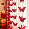 Layout de quarto de casamento terno cerimônia de casamento cortina de borboleta tridimensional pingente quarto casa nova teto flor de puxar decoração longa feliz