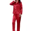 E-commerce Transfronteiriço Fornecimento Estável Cetim Seda Feminino Outono Novidades Manga Longa Presente de Noiva Pijama Conjunto para Casa