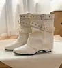 Botas de cavaleiro Melard estilo retrô, botinhas femininas com salto oculto, bico fino, design de cano de bota, cano curto, com fivela de cinto e salto grosso, botas jeans